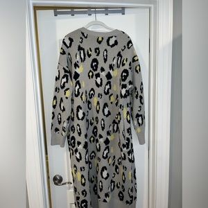 Long Cardigan (Boutique), Color: Grey w/ yellow accent, Size: US Small